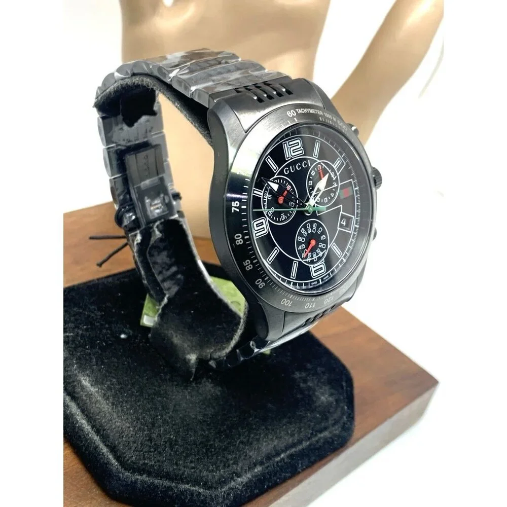 Gucci Men's Watch YA126217 G-Timeless Swiss Quartz Chronograph Black Steel 46mm